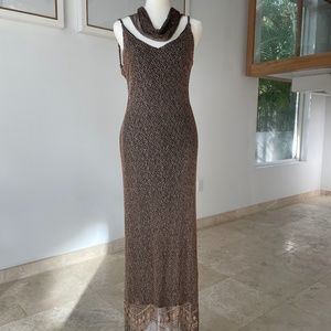 Vintage Harlow Lurex Dress with Fringes in Gold